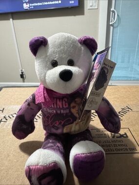 Purple & White Elvis Presley Collectible Bear